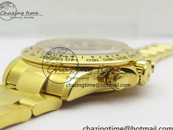 AAA Replica Watches and Daytona Noob YG Bracelet BestValue 904L SA Black Crystal Case Dial YG Best 1:1 2630 116508 Edition 0109